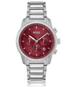 BOSS Trace Silver Stål röd urtavla 44mm Herrklocka 1514004
