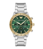 Emporio Armani Mario Silver Stål grön urtavla 44mm Herrklocka AR11454
