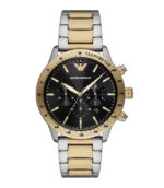Emporio Armani Mario Silver/Guld Stål svart urtavla 43mm Herrklocka AR11521