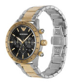 Emporio Armani Mario Silver/Guld Stål svart urtavla 43mm Herrklocka AR11521