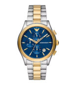 Emporio Armani Paolo Silver/Guld Stål Blå Urtavla 42mm Herrklocka AR11579