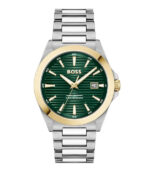 BOSS Strike 1514173 Silver/Guld Stål grön urtavla 41mm Herrklocka 1514173
