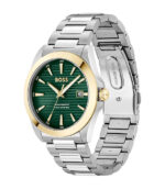 BOSS Strike 1514173 Silver/Guld Stål grön urtavla 41mm Herrklocka 1514173
