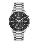 BOSS Strike 1514290 Silver/Svart Stål svart urtavla 41mm Herrklocka 1514290
